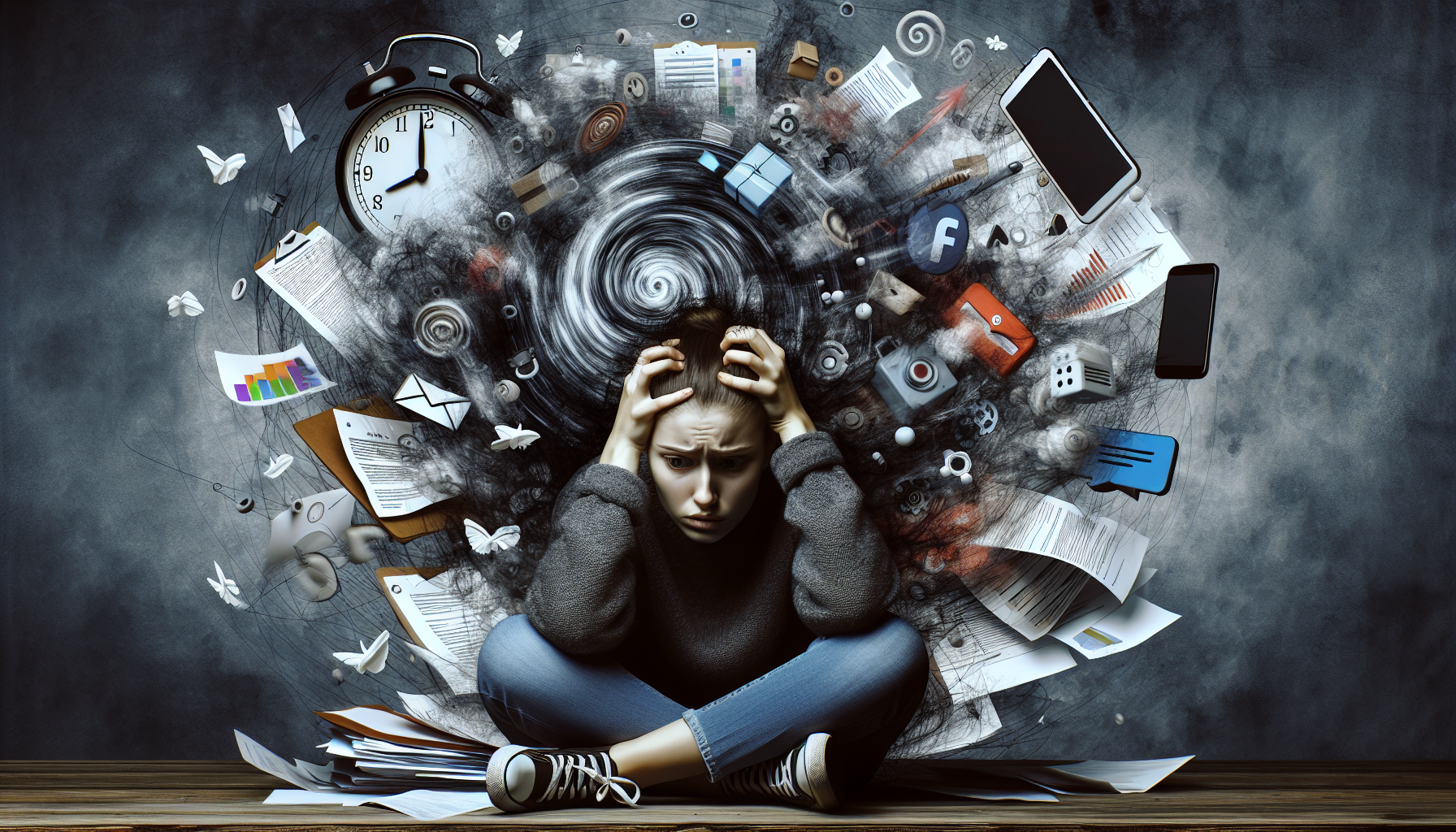 Illustration of a person feeling anxious and overwhelmed