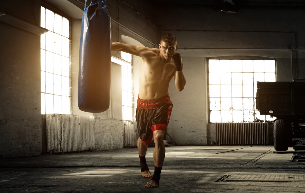 boxer throwing a right hand punch